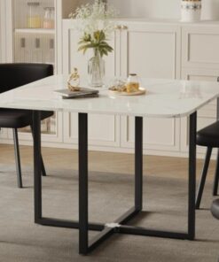 Stone Dining Table White - Heat resistant tabletop, Metal leg - 5starfurniture.co.za