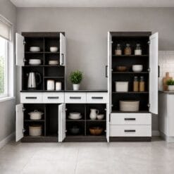 Gloss White Kitchen Cupboards__open doors