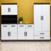 Gloss White Kitchen Cupboards - 2.4m length, Large grocery unit - 5starfurniture.co.za