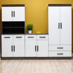 Gloss White Kitchen Cupboards - 2.4m length, Large grocery unit - 5starfurniture.co.za