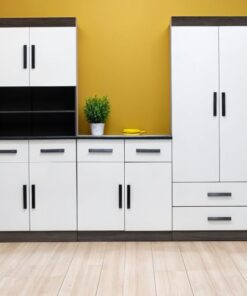Gloss White Kitchen Cupboards - 2.4m length, Large grocery unit - 5starfurniture.co.za