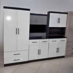 Gloss White Kitchen Cupboards set - 2.4m length, Large grocery - 5starfurniture.co.za