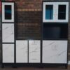 Raised Steel Kitchen Cupboards, White with black frame 2m width - 5starfurniture.co.za