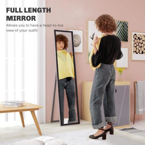 Mirror Full-Length black narrow frame Freestanding 1600mm tall - Image 2