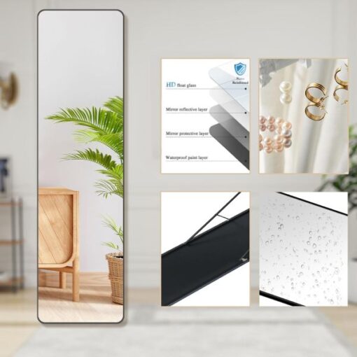 Mirror Full-Length black narrow frame Freestanding 1600mm tall - Image 3