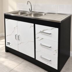 1200mm Double-sink with cupboard Steel 3 Drawers Affordable