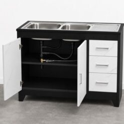 steel double sink_white and black_open doors ver2