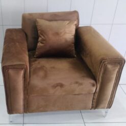 Chair Brown velvet Modern - Steel Legs Cushion, Square Arms - 5starfurniture.co.za