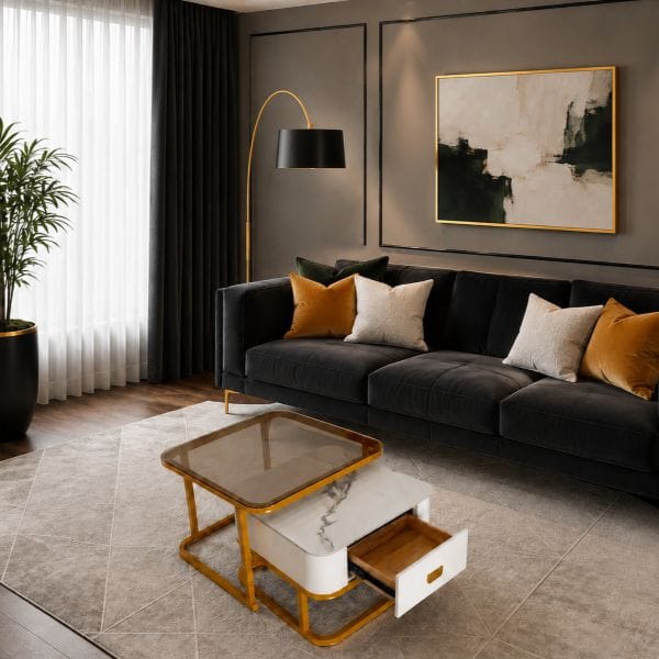 Modern Coffee Table Set with Drawer 2-pieces Affordable 4 Modern Coffee Table Set with Drawer 2-pieces Affordable _supportive image