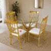Gold Glass Dining Table Set 5-Piece White Durable Affordable_main image