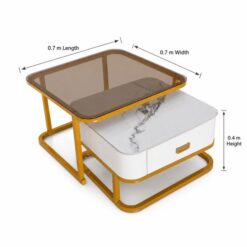 Gold table set_closed drawer_measurements