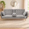 Modern Grey Sleeper Sofa 2 Cup holders Easy open Affordable