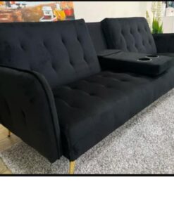 Alternative view of Modern Black Sleeper Sofa - Cup holders Metal legs Easy to open