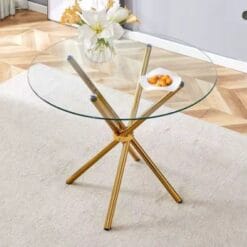 Gold Glass Dining Table Set 5-Piece White Durable Affordable