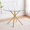 Round Glass Dining Table Gold 1 Lightweight Solid Affordable_main