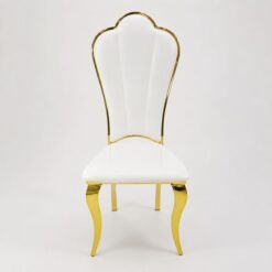 White and Gold Luxury Dining Chair_clear background
