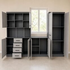 Affordable Grey Kitchen Cupboard Set 2400 mm wide Affordable 5 Affordable Grey Kitchen Cupboard Set 2400 mm wide_open doors