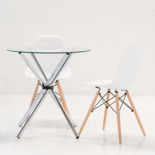 Round Table Four Chairs - Glass Dining set - 3 pieces - Assembled - Image 2