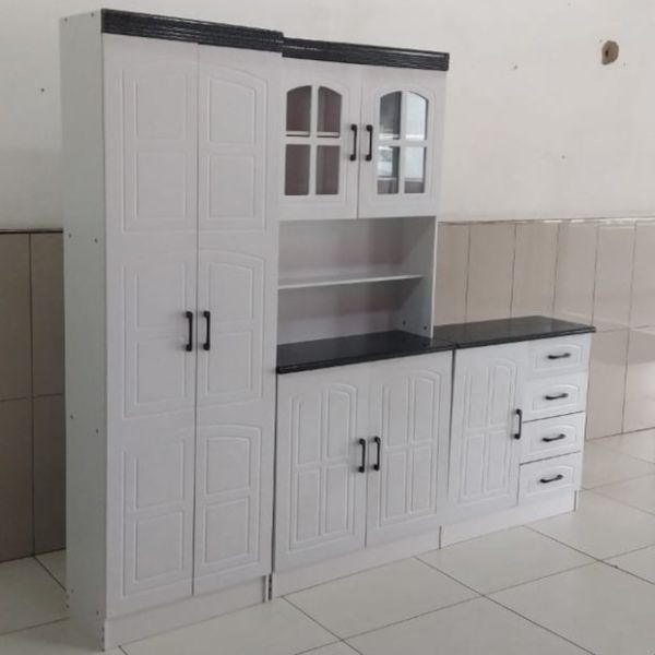 White Kitchen Cupboards 2.4m width black workspace big grocery - Image 7