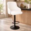 Cream Backrest Bar Stool Leather 1 Adjust height Affordable