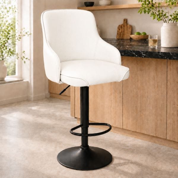 Cream Backrest Bar Stool Leather 1 Adjust height Affordable 1 Cream Backrest Bar Stool Leather 1 Adjust height Affordable