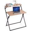 Oak Student desk foldable - Modern Metal frame with raised shelf - 5starfurniture.co.za