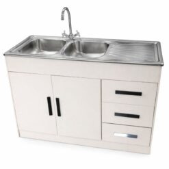 Double Sink and Cupboard Gloss Light grey Undercounter Tap incl. - 5starfurniture.co.za