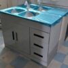 Double Sink and Cupboard - Gloss light grey Undercounter Assembled Tap incl. - 5starfurniture.co.za