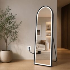 black-frame-LED-mirror-full-length-freestanding-1600mm-height
