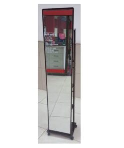 Movable mirror with storage, Full Length, Gloss Mahogany shelves - 5starfurniture.co.za