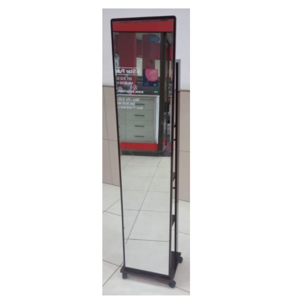 Movable mirror with storage, Full Length, Gloss Mahogany shelves - 5starfurniture.co.za