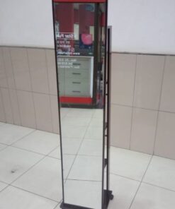 Movable mirror with storage, Full Length, Gloss Mahogany shelves