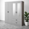 Modern Freestanding Wardrobe 1.6m Light grey, drawers on tracks - 5starfurniture.co.za