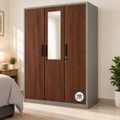 Brown Lockable Steel Wardrobe 1200 mm width Affordable