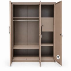 Brown Lockable Steel Wardrobe 1200 mm width Affordable_INSIDE clear background