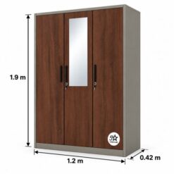 Brown Lockable Steel Wardrobe 1200 mm width Affordable_measurements