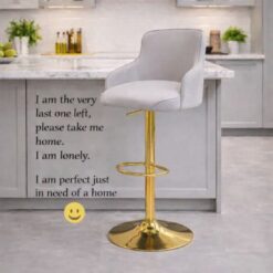 Gas lift kitchen chair with gold legs - Wide leather seat - at 5starfurniture.co.za