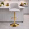 Gas lift kitchen chair with gold legs - Wide leather seat - 5starfurniture.co.za