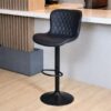 Black Height Bar Stool - Stitched faux leather, Adjustable black leg - 5starfurniture.co.za