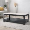 Metal Table with Shelf, Stone Marble top, Black shelf - Rectangle - 5starfurniture.co.za