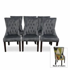 Set of Dining Chairs Six, Upholstered Grey Velvet, Local made - 5starfurniture.co.za
