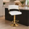 Gold legs kitchen chair, Wide seat, Gas lift, Woven white back at 5starfurniture.co.za