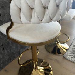 Alternative view of Gold legs kitchen chair, Wide seat, Gas lift, Woven white back