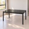 Black Glass Dining table 1500mm Steel frame Affordable