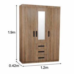 Alternative view of Light Brown clothing robe 3 drawers Mirror 1.2m Loose standing