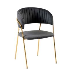 Alternative view of Gold Frame Dining Chair Grey Velvet Upholstered Light Durable