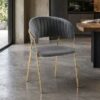 Gold Frame Dining Chair Grey Velvet Upholstered Light Durable - 5starfurniture.co.za