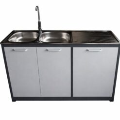 Sink on Steel Cupboard - Double Undercounter Grey Tap included - 5starfurniture.co.za