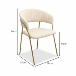 Alternative view of Gold-framed Cream Chair Dining Upholstered Durable Lightweight