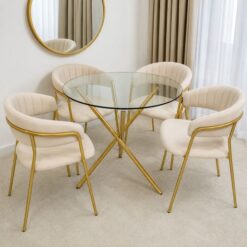 Gold frames dining chairs with glass top table_edited